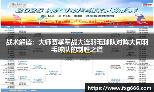 战术解读：大师赛季军战大连羽毛球队对阵大同羽毛球队的制胜之道